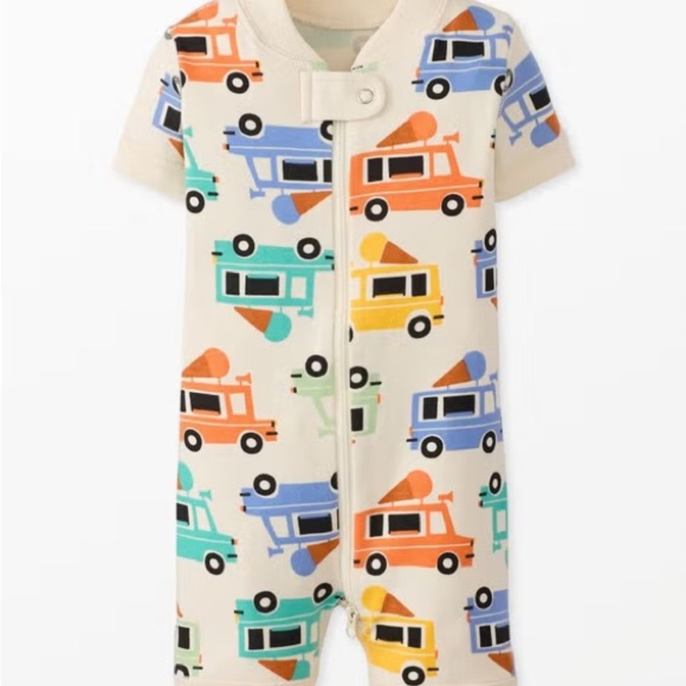 Hanna Andersson Ice Cream Trucks Romper Boys 3-6M Vans 2-Way Zip Shortie Sleeper - Picture 6 of 6